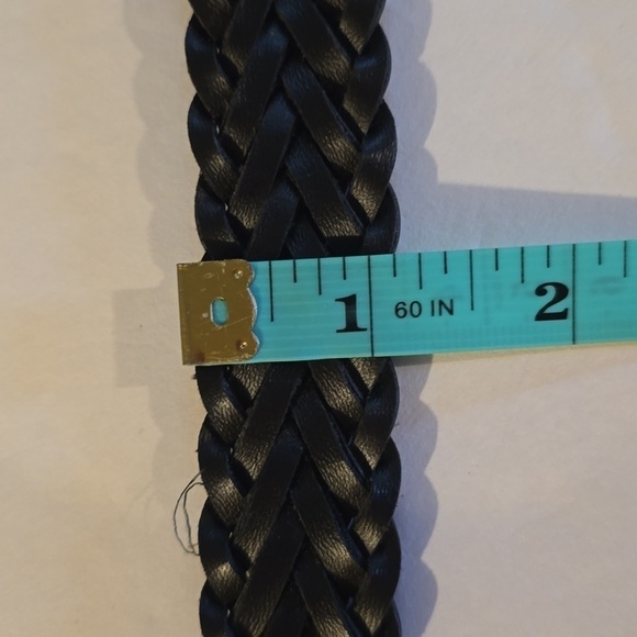 Womens Distressed BROWN braided leather belt Silver tip & BUCKLE Sz.S/M main image 6